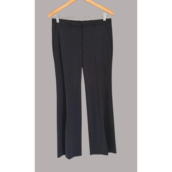 Theory Womens Black Wool Blend Wide-Leg Dress Pants Preppy Business Wear Trouser - Picture 1 of 7